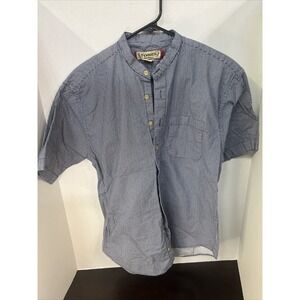 Tones For Boys Shirt XL Blue White Short Sleeve Button Down